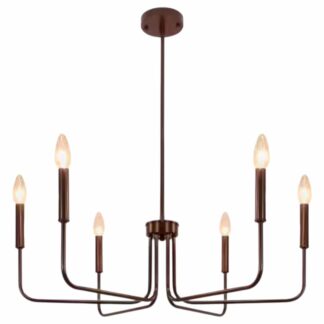 HDPZ2023035 6-Light Farmhouse Oil Rubbed Brown Chandeliers for Dining Room, Rustic Candle Chandelier Light Fixture