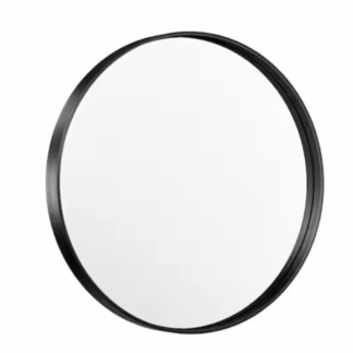 TETOTE hd-YXJSK-R76bk 30 in. W x 30 in. H Medium Round Metal Framed Modern Wall Mounted Bathroom Vanity Mirror in Matte Black