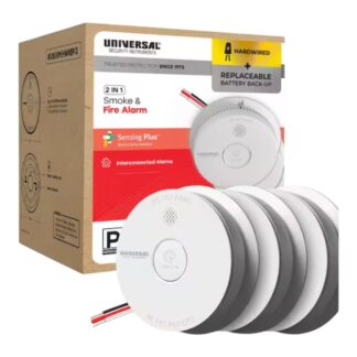 Universal Security Instruments USI/SM/HWREP/3 (3-Pack) Hardwired and 1-Year Replaceable Battery Backup Smoke Detector with Photoelectric Sensor