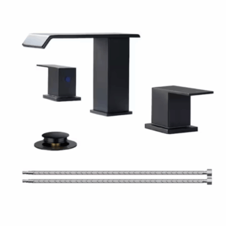 Androme A31A8B 8 in. Widespread Double Handle 3-Hole Bathroom Faucet with Metal Pop-up Drain in Matte Black