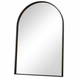 TETOTE HD-CXFJ-4050BK 16 in. W x 20 in. H Arched Framed Decorative Wall Mounted Bathroom Vanity Mirror in Black, Tempered Glass Shatterproof