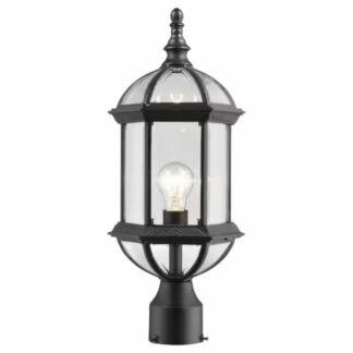563PHM-BK Annex 19.5 in. 1-Light Black Aluminum Hardwired Outdoor Weather Resistant Post Light Round Fitter with No Bulb Included