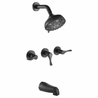 Fapully FAD-HS264B 3 Handle 2-Spray Tub and Shower Faucet 2.5 GPM, 5 in. Shower Head with 6 Functions in Matte Black Valve Included