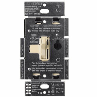Lutron TGCL-153PH-IV Toggler LED+ Dimmer Switch for Dimmable LED and Incandescent Bulbs, 150W LED/Single-Pole or 3-Way, Ivory (TGCL-153PH-IV)