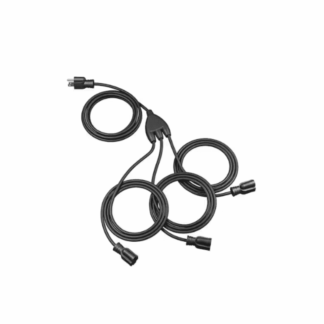 HSC103K 28 ft. (10+6+6+6) 16/3 AWG SJTW Outdoor Extension Cord for Landscape Christmas Lights, 3-Outlets and Safety Cover, Black