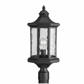 Progress Lighting P6429-31 Edition Collection 1-Light Textured Black Clear Water Glass Traditional Outdoor Post Lantern Light