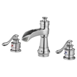 BWE A-96558-N-S 8 in. Waterfall Widespread 2-Handle Bathroom Faucet With Supply Line in Spot Resist Brushed Nickel