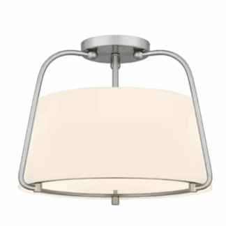 DSI LIGHTING DSHD36956C Corbin 15 in. 2-Light Brushed Nickel Transitional Semi-Flush Mount with White Opal Glass Shade