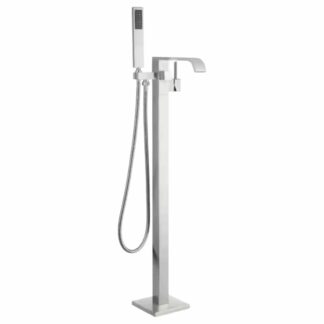 AKDY TF0061 1-Handle Freestanding Floor Mount Tub Faucet Bathtub Filler with Hand Shower in BRUSHED NICKEL