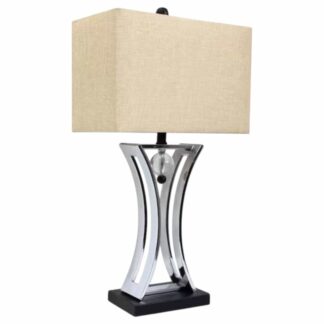 Elegant Designs LT2001-CHR 28.25 in. Chrome and Black Conference Room Hourglass Shape Pendulum Table Lamp