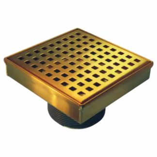 RELN FD0402SQBG 4 in. x 4 in. Brushed Gold Square Shower Drain with Square Pattern Drain Cover