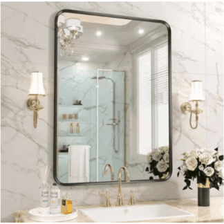 WM-SFB20 20 in. W x 28 in. H Rectangular Aluminum Framed Wall Bathroom Vanity Mirror in Black