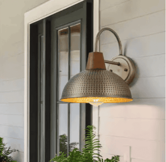 LLHZSY 81010000067008 Acerbis 10.24 in. Antique Brass Farmhouse Gooseneck Outdoor Hardwired Barn Wall Light Sconce