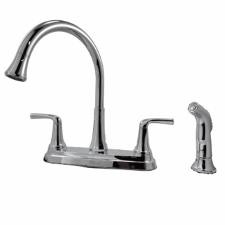 F-036-4LRC Double-Handle Deck-Mount Standard Kitchen Faucet with Optional Side Spray in Polished Chrome