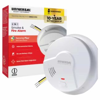 Universal Security Instruments USI/SM/HW10YR Hardwired and 10-Year Battery Backup Smoke Detector with Ionization Sensor