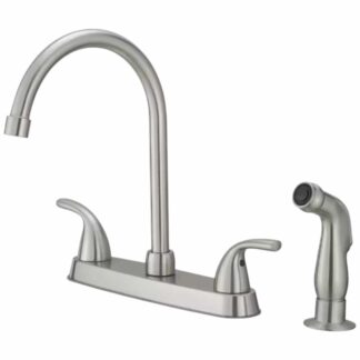 BWE A-92010-N Double Handles 4 Holes Standard Kitchen Faucet Sink With Side Sprayer in Brushed Nickel