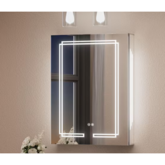 KeonJinn HD-ZCGJG-5181 20 in. W x 32 in. H Rectangular Aluminum Surface Mount LED Medicine Cabinet with Mirror and Lighted, Defogger