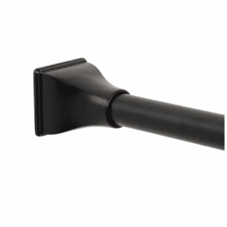 Zenna Home 72F8ALBKL NeverRust 72 in. Aluminum Adjustable Tension Decorative Shower Rod with Square Finials in Black