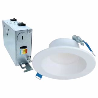HALO LCR412RD9FSE020 LCR4 4 in. Soft White Selectable CCT Integrated LED Recessed Light With Round Surface Mount White Trim Retrofit Module