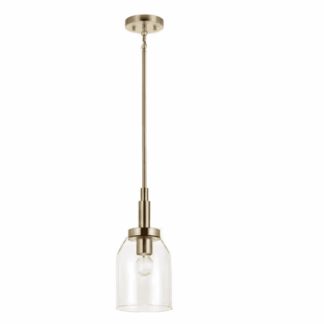 KICHLER 52725CPZ Madden 1-Light Champagne Bronze Modern Kitchen Hanging Mini Pendant Light with Clear Glass