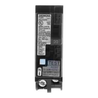 Siemens Q120DFNP 20 Amp 1-Pole Dual Function (CAFCI/GFCI) Plug-On Neutral Circuit Breaker
