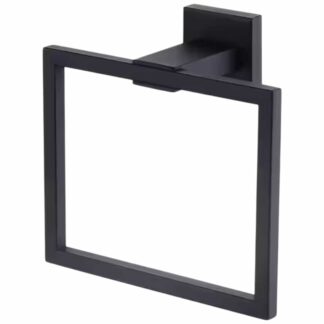 AC-FMJ Wall Mount Bathroom Square Towel Ring in Matte Black