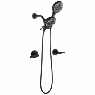 Fapully FAD-HS227B Dual Shower Head Shower Set, Double Handle 5-Spray Shower Faucet with Hand Shower 2.5 GPM with Drip Free in. Matte Black