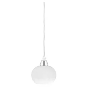 2R2CH212 Bryson 4 in. 1-Light Chrome Cord Pendant Light with 7 in. White Muslin Glass Shade, no bulb included