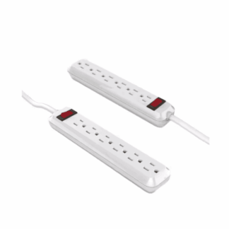 YLPT-90B 4 ft. 6-Outlet Power Strip with 45 Degree Flat Angle Plug, White (2-Pack)