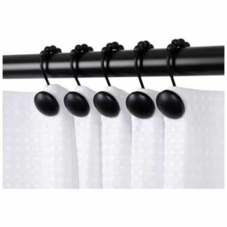 Utopia Alley HK6BK Shower Beatrice Curtain Hooks, Shower Curtain Hooks for Bathroom Shower Rods Curtains, Black (Set of 12)