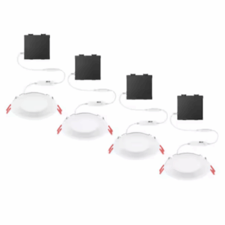 Commercial Electric 92337 Premium Series 4 in. LED, 2-Level Lumen Select, Baffle Canless Recessed Light, Adjustable CCT (4-Pack)