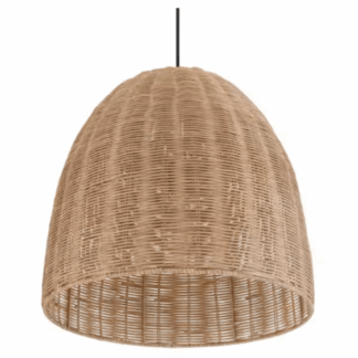 Hampton Bay HD5887A3 Highler 1-Light Matte Black Island Pendant Light with Natural Rattan Shade