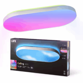 LIFX LFXCAP26/RGBW/WH 26 in. Oval Capsule Smart White Multi-Color WiFi Selectable LED Flush Mount Ceiling Light Works Alexa/Hey Google/HomeKit