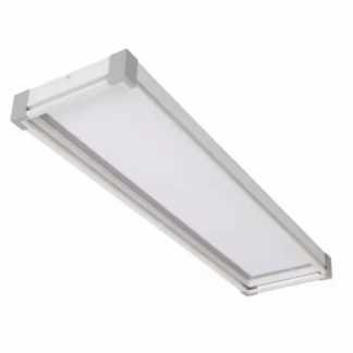 Commercial Electric FP1236WHW48LF4H Sebastian 48 in. x 13 in. Modern White Satin Nickel CCT Selectable LED Flush Mount Ceiling Light 4000 Dimmable Lumens