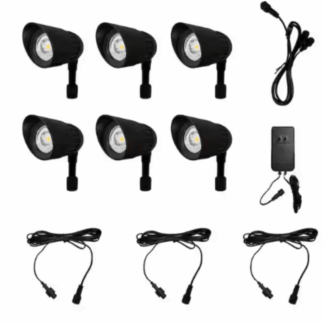 Archipelago Lighting PL-03-07-10FT-05 Low Voltage Black Dusk to Dawn Plug-in-Go Integrated LED Landscape Light Kit with Transformer Included (6-Pack)