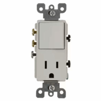 Leviton 5645-W 15 Amp Decora Commercial Grade Combination 3-Way Rocker Switch/15 Amp Outlet, White 5645-W