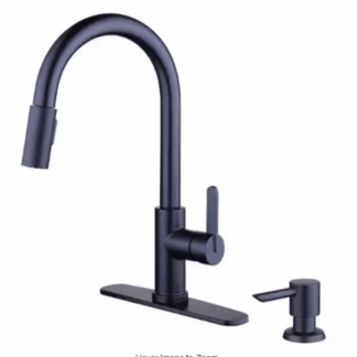 Glacier Bay 1008 022 764 Paulina Single-Handle Pull-Down Sprayer Kitchen Faucet with TurboSpray, FastMount, Soap Dispenser in Matte Black