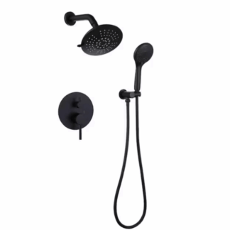 BWE A-98001-B Single-Handle 2-Spray Round High Pressure Shower Faucet in Matte Black (Valve Included)