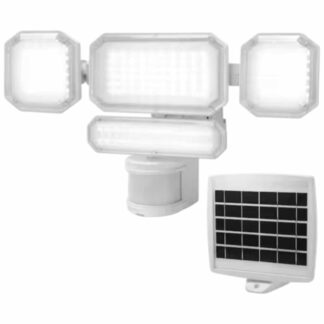 Defiant DFI-0760-WH 270° White Motion Sensor Solar Powered Outdoor 4-Head LED Security Flood Light 3000 Lumens