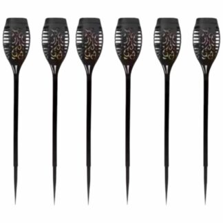 STI11A6MBL12LD Flameless Solar Tiki Light with Amber LED Durable Path Light (6-Pack)