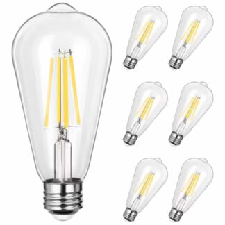 DEWENWILS HDST64A1 60-Watt Equivalent ST64 Dimmable Edison LED Light Bulb 2700K Warm White (6-Pack)