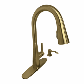 F-529-7BARBG Single-Handle Pull-Down Sprayer Kitchen Faucet with Deckplate Included and Soap Dispenser in Brushed Gold