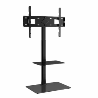 VEVOR LDDSZJGDZXG65LL11V0 TV Mount Stands for 32 to 65 in. TVs Height Adjustable Floor TV Stand with Tempered Glass Base for Bedroom, Living Room