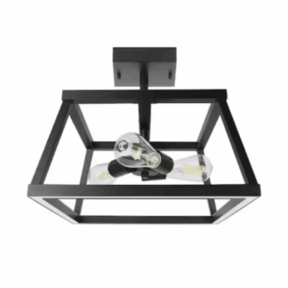 Feit Electric FM15-3T5CCTNLBK Katalyst 15 in. 3-Light Trapez Matte Black Color Choice Selectable CCT LED w/Night Light Semi-Flush Mount Ceiling Light