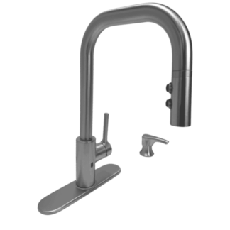 F-529-EZN3GS Single-Handle Touchless Kitchen Faucet with Deckplate and Soap Dispenser in Stainless Steel