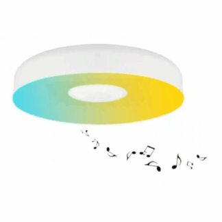 Commercial Electric ACF03a1700-W 13 in. White Smart Gradient Light Flush Mount with Bluetooth Speaker Powered by Hubspace