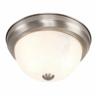 Yosemite Home Decor JK101-11SN Belen 2-Light Satin Nickel Flush Mount with White Marble Glass Shade