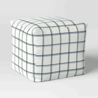 Room Essentials 90480802 18″ × 15″ Grid Outdoor Patio Pouf