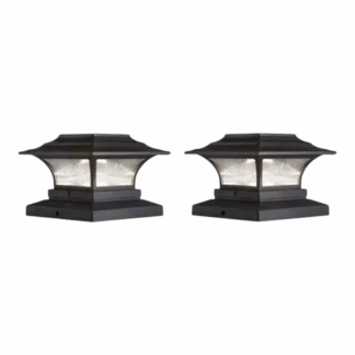 Hampton Bay 47577 4 in. x 4 in. Bronze Integrated Aluminum LED Outdoor Solar Deck Post Light with 6 in. x 6 in. Adapter (2-Pack)