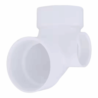 Charlotte Pipe PVC00300S0800HD 3 in. x 3 in. x 2 in. PVC DWV 90-Degree Hub Hub Elbow with Side Inlet
